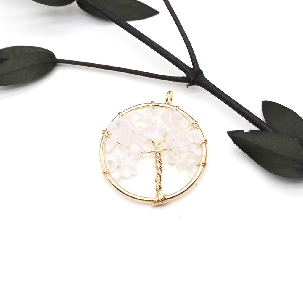 2Pcs Small Pendant Natural Stone Tree-Life Winding Pendant For Jewelry Making DIY Necklace Bracelet Accessory