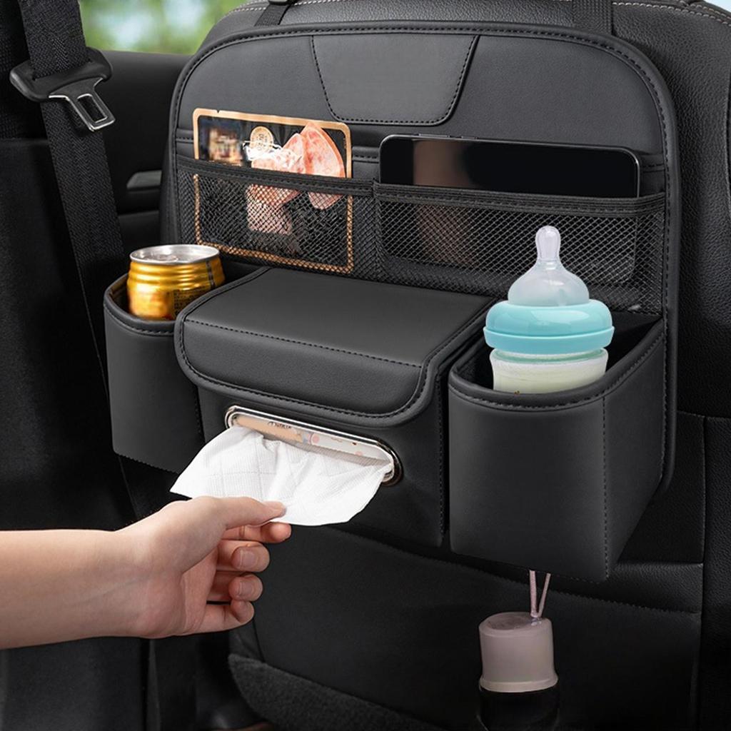 Seat Back Tissue Organizer Multifunctional Car Interior Organization Drink Cup Holder Tissue Box for Vehicles SUVs RVs Trucks