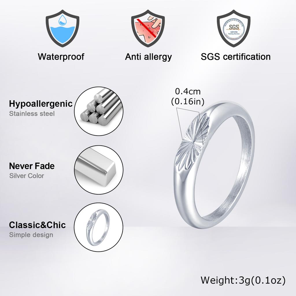 Fashion Stainless Steel Minimalist Signet Ring for Men, Geometric Jewelry Father's Gift