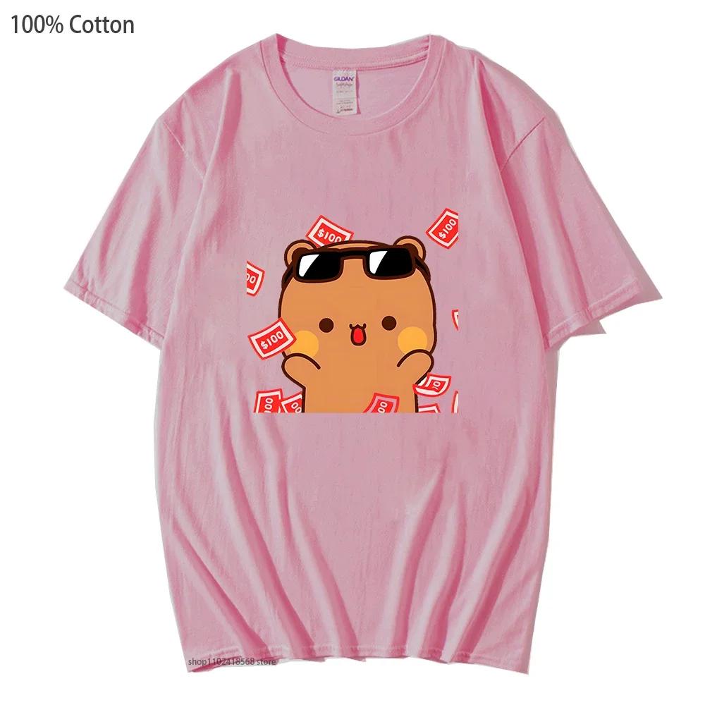 Cute Bubu and dudu Is So Rich Millionaire T-Shirts for Men Women Couple clothes Cotton Tops Panda Bear Tees Casual