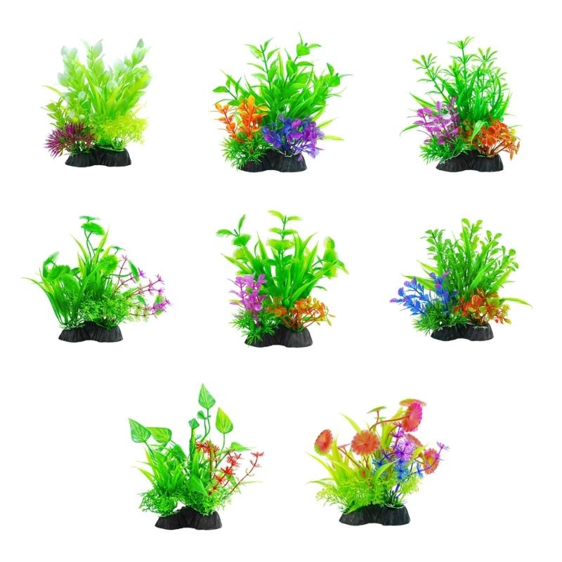 5PCS Life Like Plant Fishtanks Decoration Artificial Water Plant with Base for Office Commercial Use Aquariums Landscape