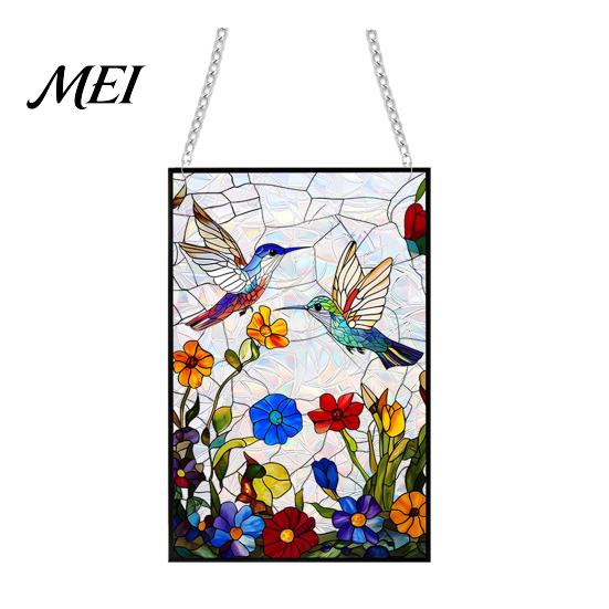 Acrylic Hanging Ornament Stained Glass Style Window Hanging, Colorful Sun Catchers for Wall Windows, Waterproof Decor Suncatcher with Chain Women Wife