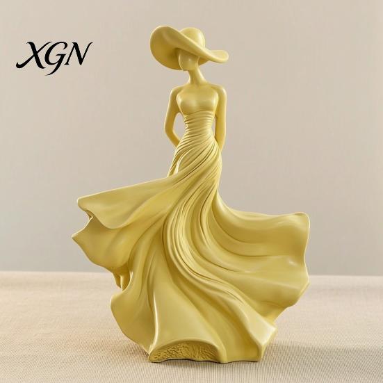 Modern Desk Accessories Woman Statue, Resin Art Sculpture for Living Room Mantel Shelf Decor, Female Housewarming Gifts New Home Figurine, Wide