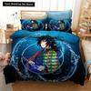 Set Biancheria da Letto Stampato 3D Demon Slayer Giappone Anime Copripiumini Piumone Biancheria da Letto Tessili per la Casa Biancheria da Letto
