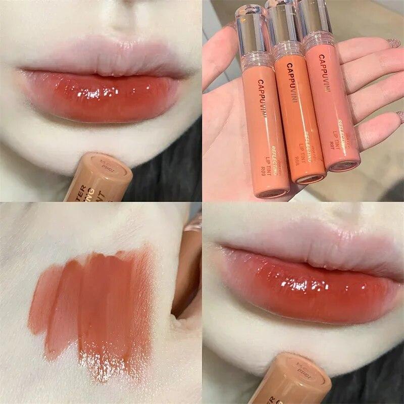 Neu 6 farbe Spiegel Färben Lip Gloss Feuchtigkeitscreme Flüssigkeit Lippenstift Wasserdicht Langlebige Rote Lippen Tönung Koreanische Make-Up Kosmetische