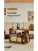 Solid Wood Retro Trolley: Movable Side Table & Snack Cart