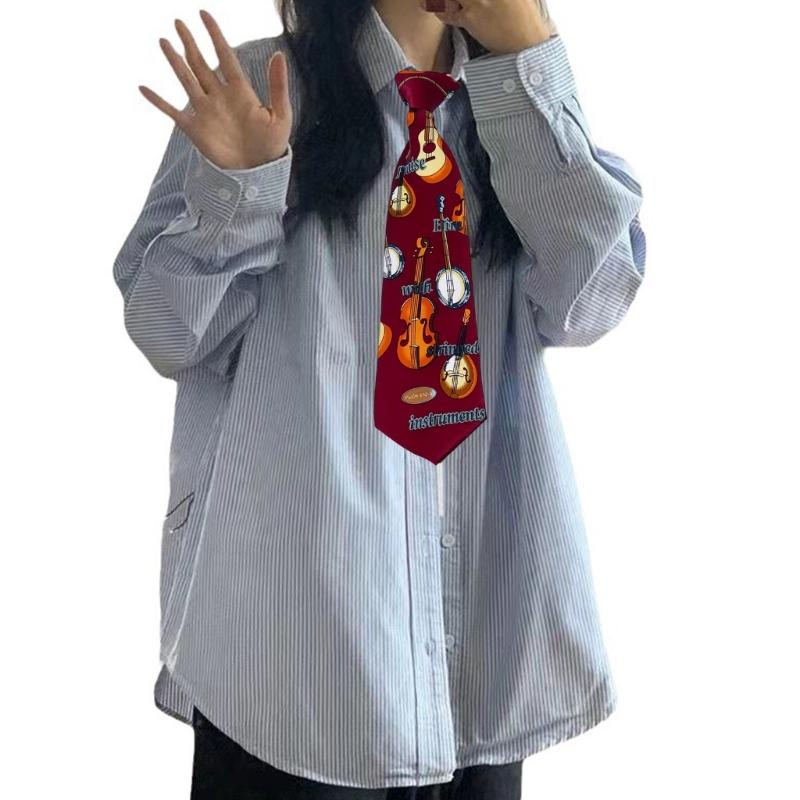 Stylish Men's Necktie Features Guitar And Drum Design For Music Enthusiasts And Casual Business Wear