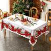 Christmas Printed Tablecloth Holiday Xmas Party Table Cover Decorative Dining Table Cloth for Home Kitchen Rectangular Round