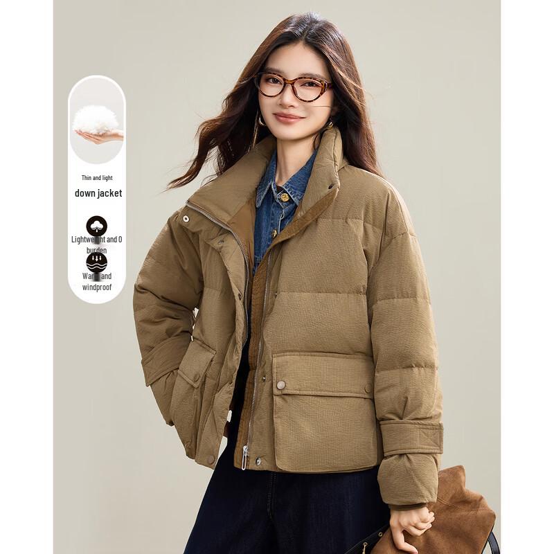 TERRE BLEUE Women's Winter Lapel Down Puffer Jacket