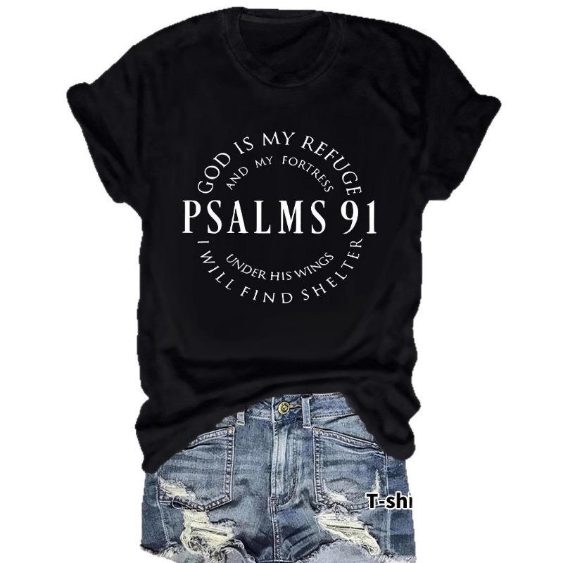 Women's Short-sleeved Loose and Fashionable T-shirt with Letter Prints