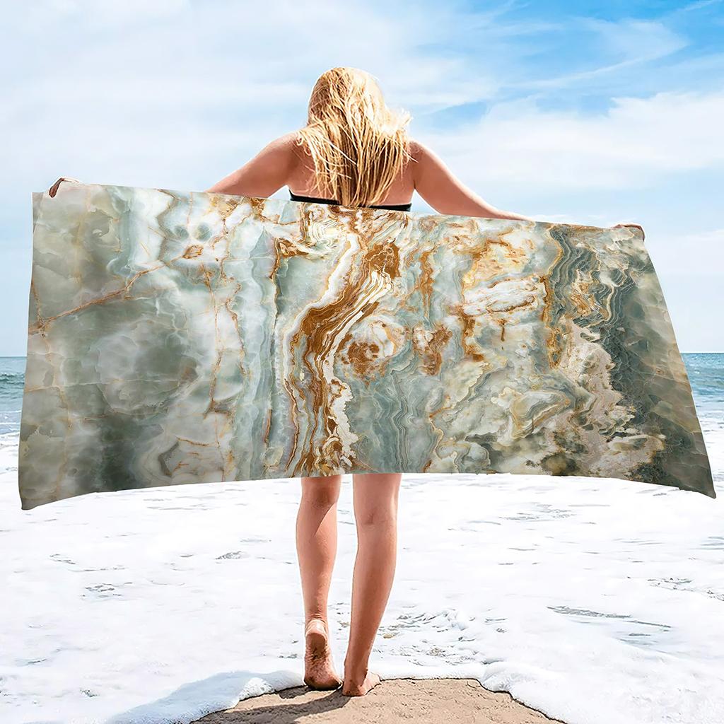 Beautiful Marble Pattern Printing Series Seaside Vacation Beach Towel Swimming Bath Towel