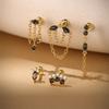 AIDE 1PC Black Rutilated Quartz Flat Head Threaded Puncture 925 Silver Earring For Women Gleaming Rainbow Zircon Studs