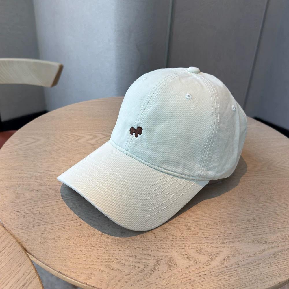 Simple pony embroidery washed baseball cap children wide brim enlarged face small pure cotton sunshade cap men