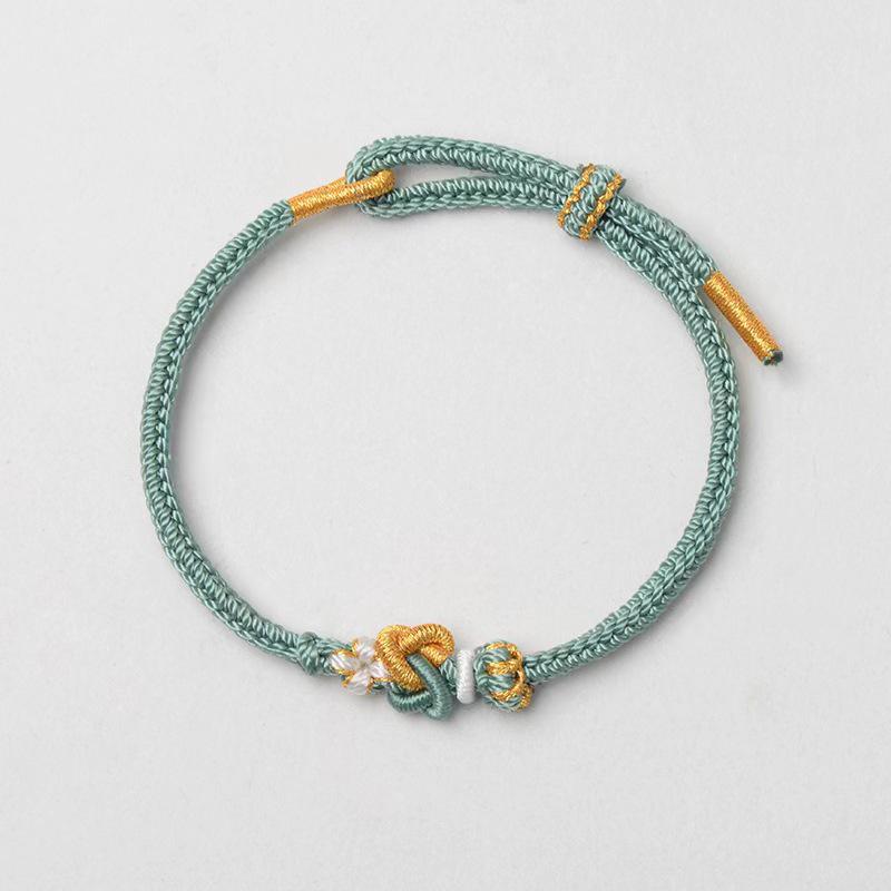 

Браслет из красной веревки ручной работы с золотой подвеской - DIY полуфабрикат концентрического узла для пар