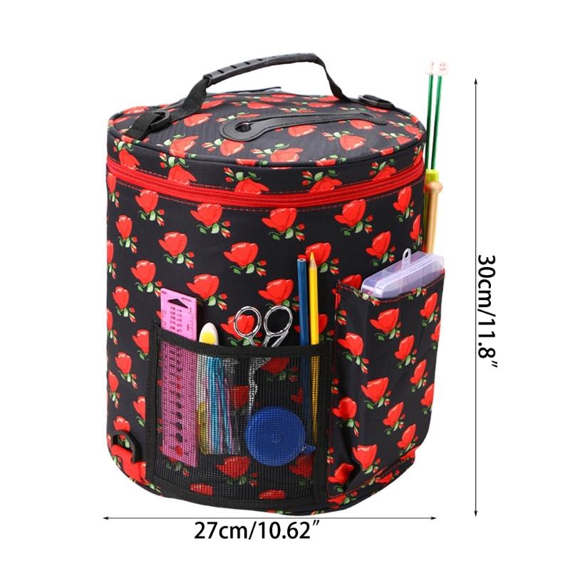 Knitting Tote Bag Crochet Bag Yarn Storage Bag with Compartments for Crochet Hooks, Knitting Needle and Accessories