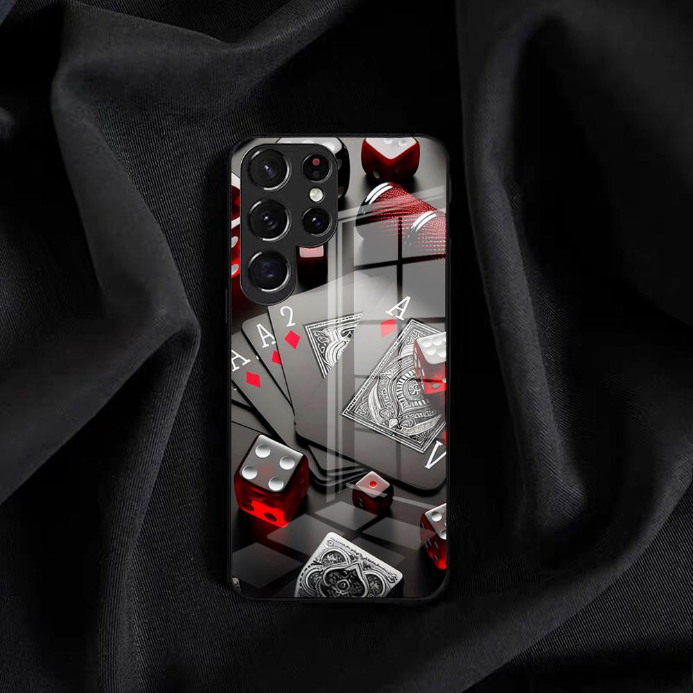 Dices Stakes Pokers Phone Case For Samsung S25 Edge Ultra S23 S22 S21 S20 Ultra Plus S24 Fe A54 A53 A25 Glass Cover