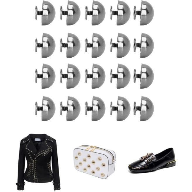 HEEPDD 100 Zestawów Gwoździ z Okrągłą Główką, 15mm Kolce Grzybki i Nity Grzybki Nóżki do Torebek Rękodzieło Skórzane Paski Torby Buty Akcesoria