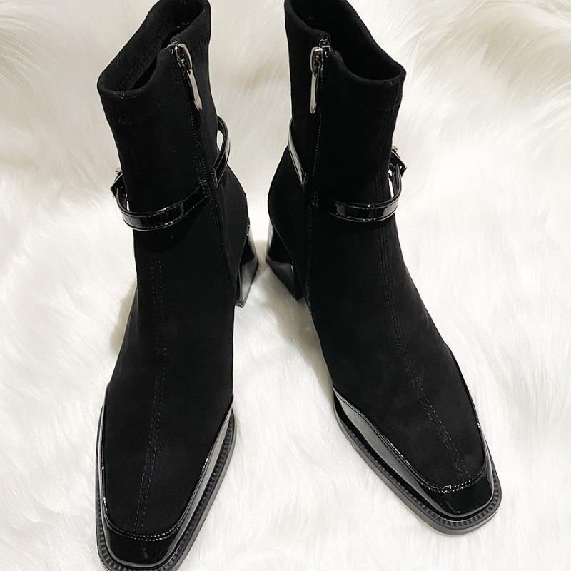 Fashion Women Ankle Boots Elegant Fashion High Heels Shoes 2025 Designer New Winter Party Chunky Chelsea Boots Sexy Woman Pumps Botas