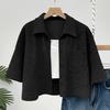Camicia da Donna con Collo a Revers Manica Corta Top Corti Tipo Monopetto Casual con Tasca a Toppa