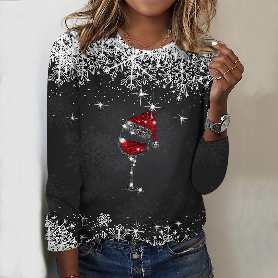

Женский новый повседневный топ с круглым вырезом и длинным рукавом на осень-зиму 2025 года с 3D-рождественским узором. Идеальный подарок на Хэллоуин и Рождество. 8XL серый