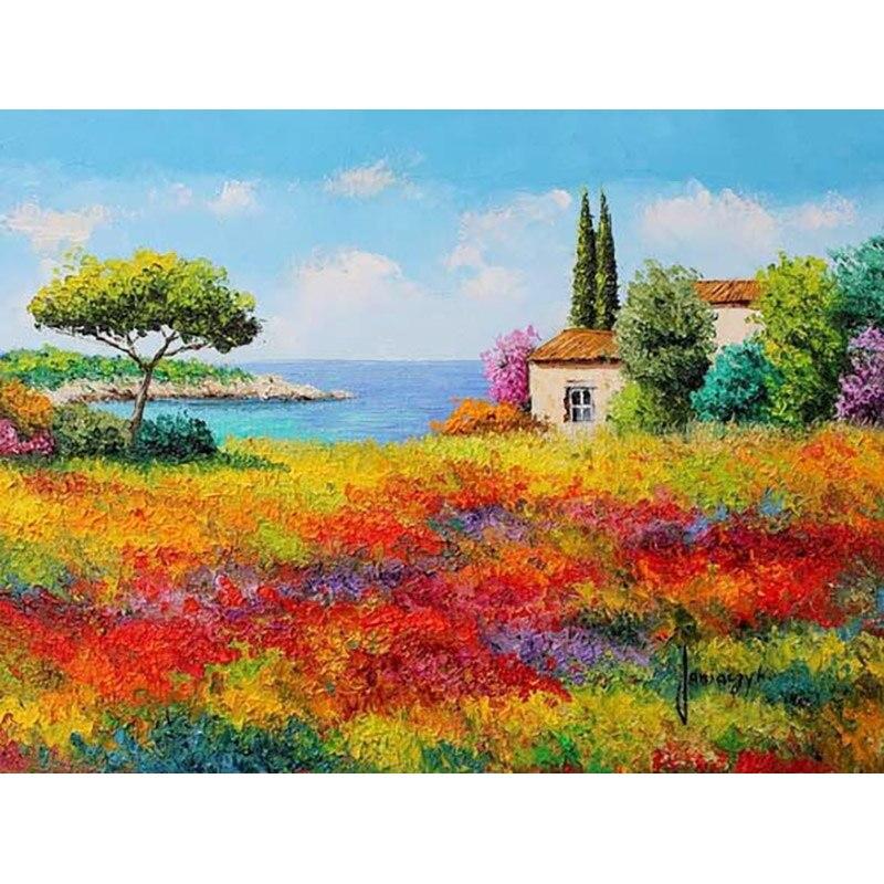 New 5D DIY Diamond Painting Sea View Town Diamond Embroidery Scenery Cross Stitch Full Round Drill Home Decor Manual Gift