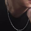 BOCAI Retro Thai S925 Silver Necklace for Men Long Link Chain with Thick Versatile Clavicle Rhodium Finish Trendy Sweater Style