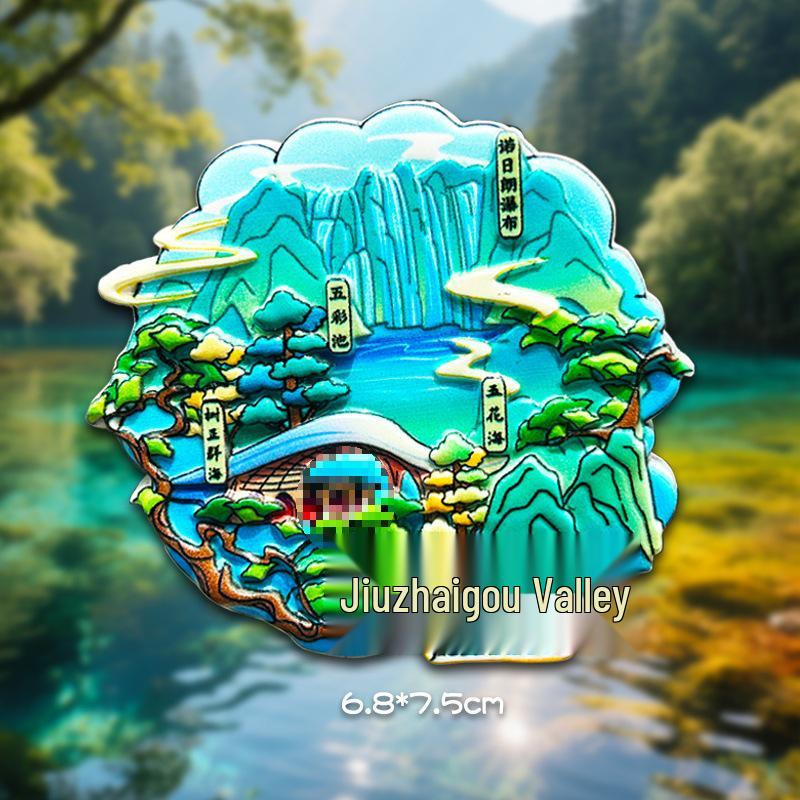 Sichuan Jiuzhaigou Huanglong Cultural Refrigerator Magnet: Colorful Five Flower Lake Souvenir