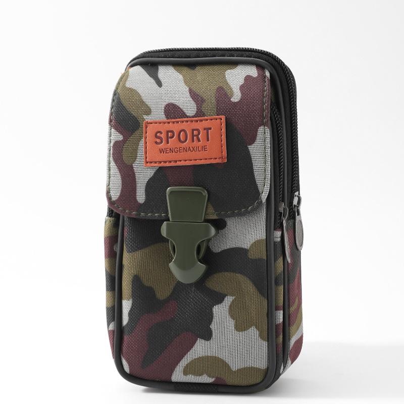 Men's Multifunctional Waterproof Camouflage Waist Bag for Sports and Construction, Compatible with Horizontal and Vertical Mobile Phone Use
