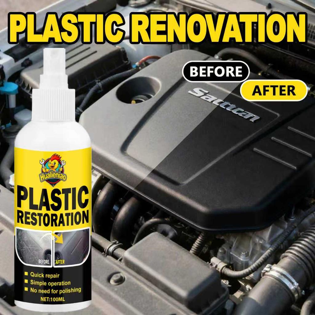 Car Plastic Part Crystal Coating Renovator, Black Interior Dashboard Wax for Vehicles, Whitening Restoration Agent, Tire Blacken