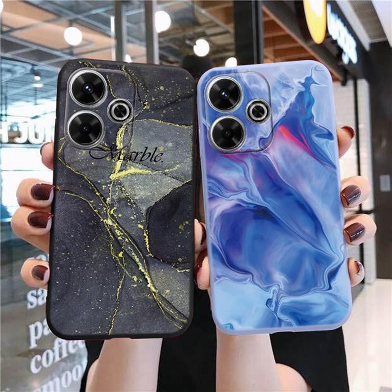 Marmorert mykt silikondeksel til Samsung A55 M35 S24 Redmi Note 13 Pro 13C 14 Xiaomi Poco C65 iPhone 15 Huawei Honor 200 Realme 9 kamera støtsikkert deksel