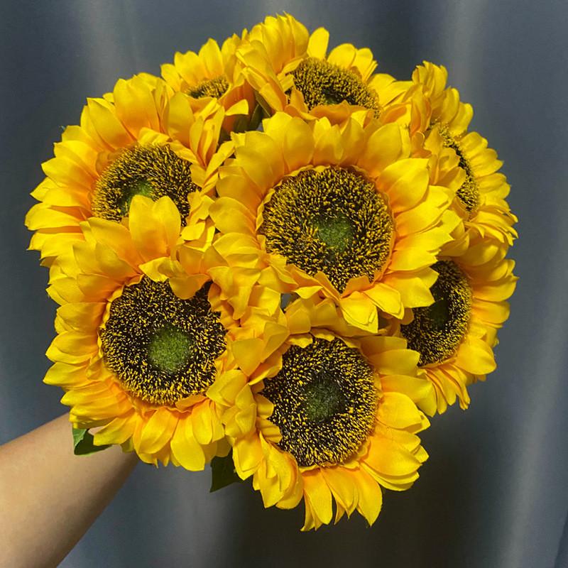 Single Sunflower Stem Fake Flower For Wedding Photography And Home Decor Gift