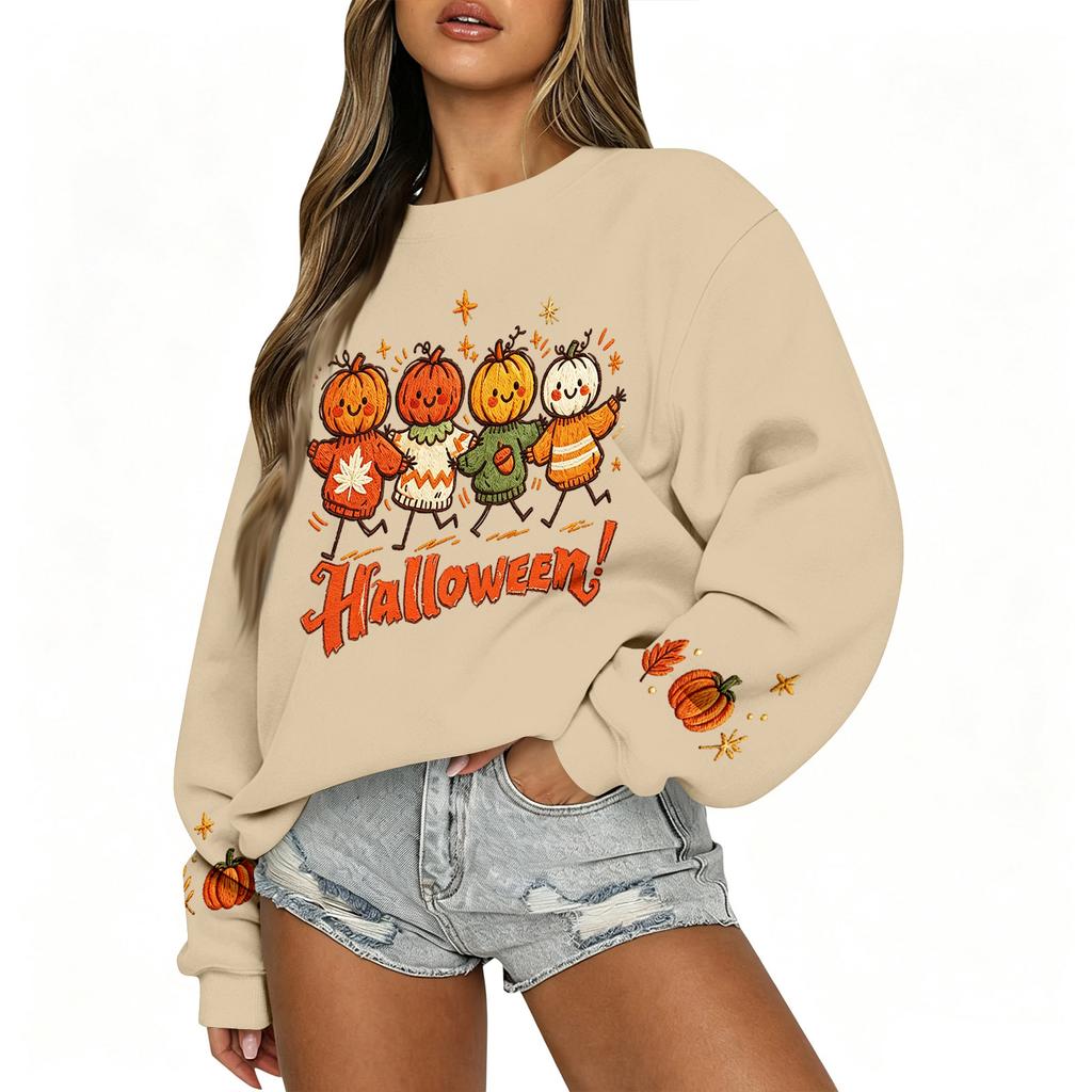 Women's Casual Long Sleeve Top with Christmas Print Round Neck for Holiday Party Wear