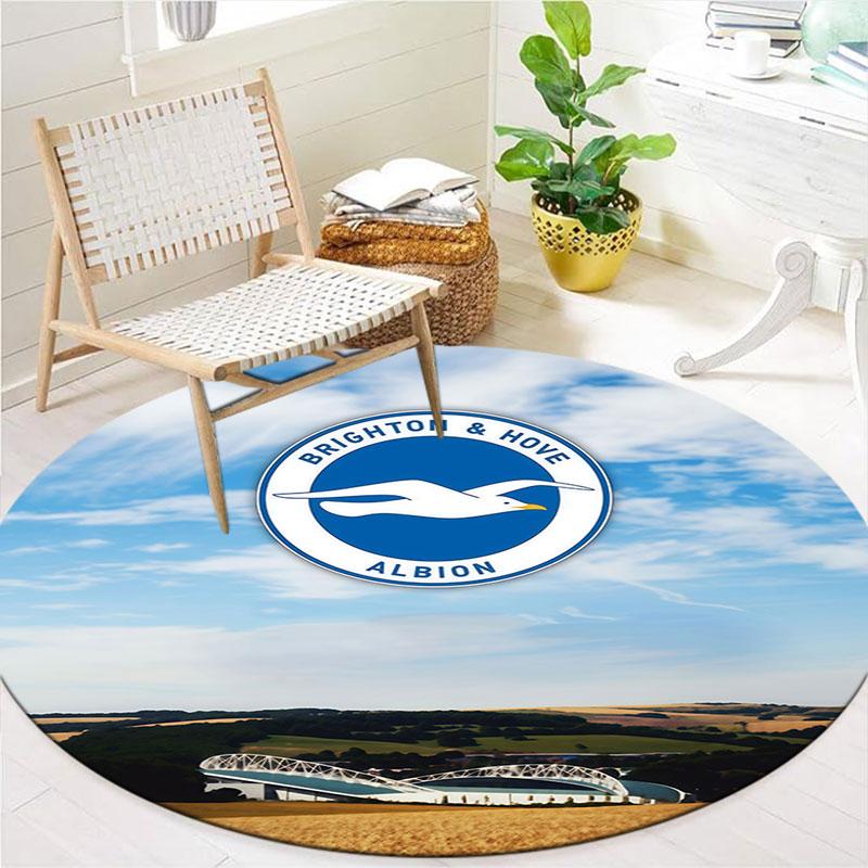 Brighton & Hove Albion Round Area Rug,Carpet Rug for Living Room Bedroom Sofa Playroom Decor,Non-slip Floor Mat
