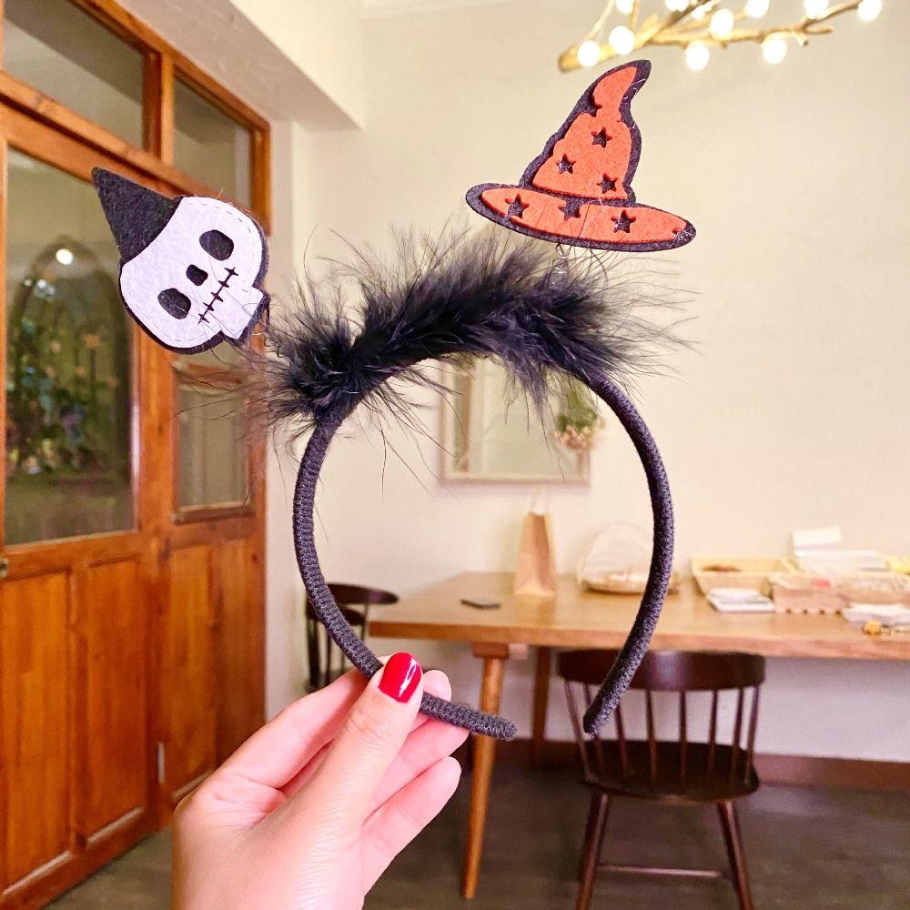 Cartoon Halloween Hairband Spider Ghost Headband Cute Halloween Feather Headband  Lady