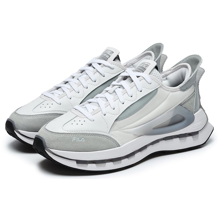 Fila Km Leather Nylon Suede Retro Fashion Durable Low Top Casual Shoes Men Sneakers Rain-Mist-Gray F12M233113FOH