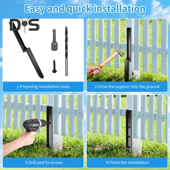 Fence Post Repair Kit Easy Installation Heavy Duty Steel Column for Enhanced Stability Fence Post Reinforcement Kit