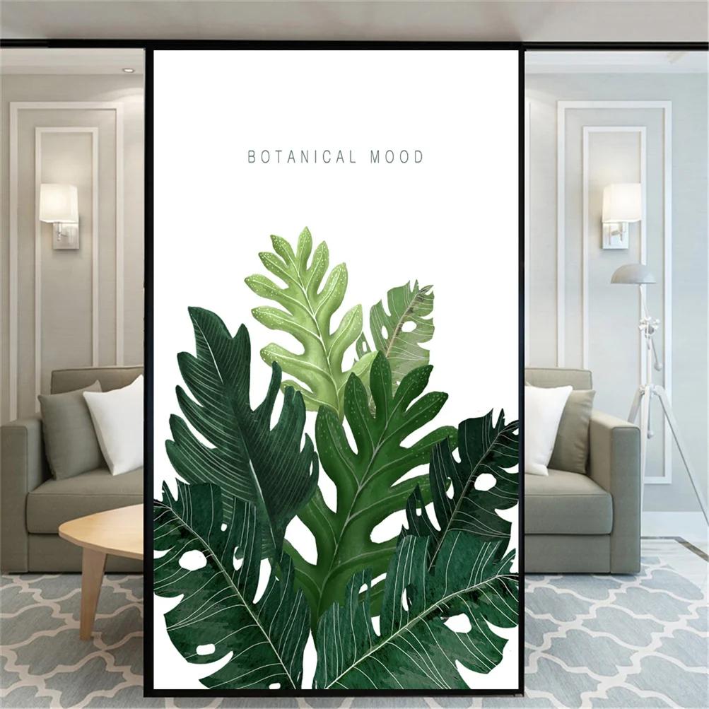 

No Glue Windows Film Privacy Decorative Plant Pattern 66 Stained Glass Window Stickers Static Cling Frosted Window Cling (as the picture,40x60cm WxH)