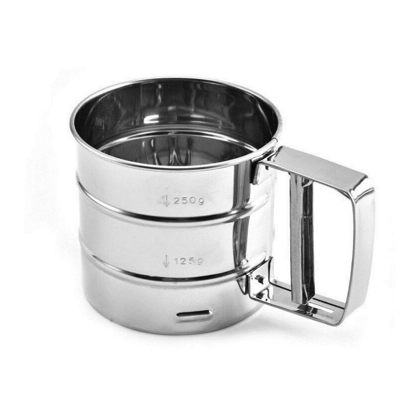 Handheld Steel Flour Sieve Hand-pressed Semi-automatic Cup Flour Small Tool Kitchen Baking Sieve Accessories for Kitchen