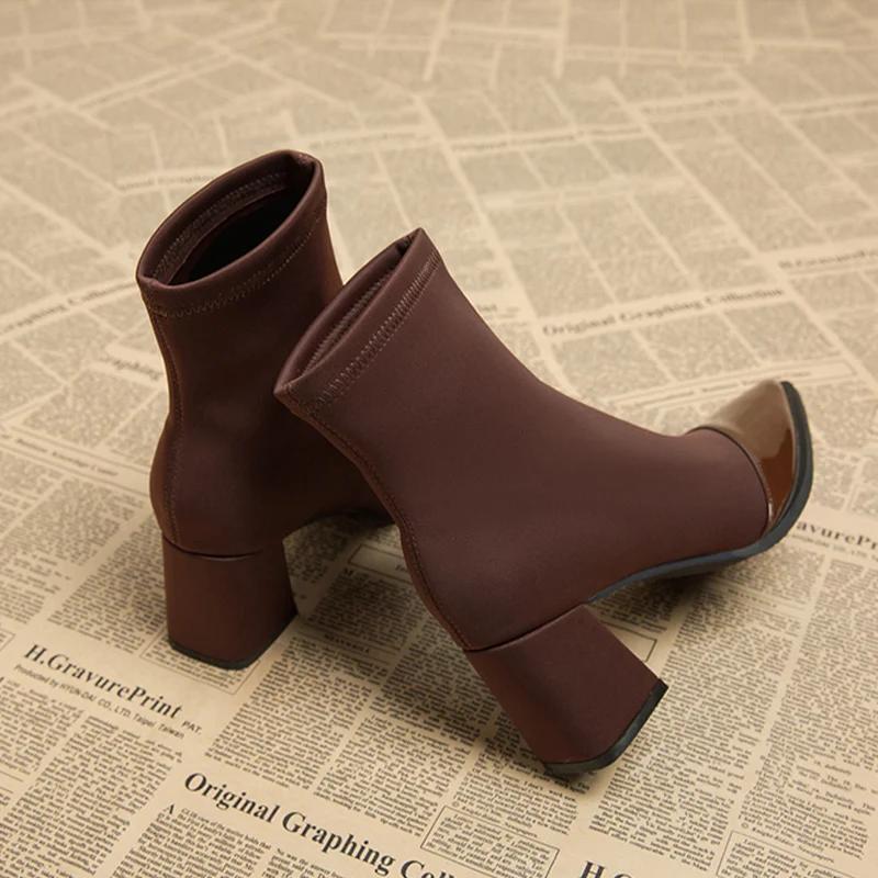Sexy Women High Heels Ankle Boots Pointed Toe Fashion Shoes  Trend Autumn Winter Chelsea Boots Brand Pumps Sock Botas Mujer