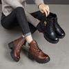 Leather Thick-soled Retro Martin Boots Women's Small Height-increasing Women's Shoes Autumn and Winter Ethnic Style Versatile Boots Women's Short Boo