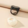 Minimalist Retro French Heart Ring Set - 2-Piece Acrylic