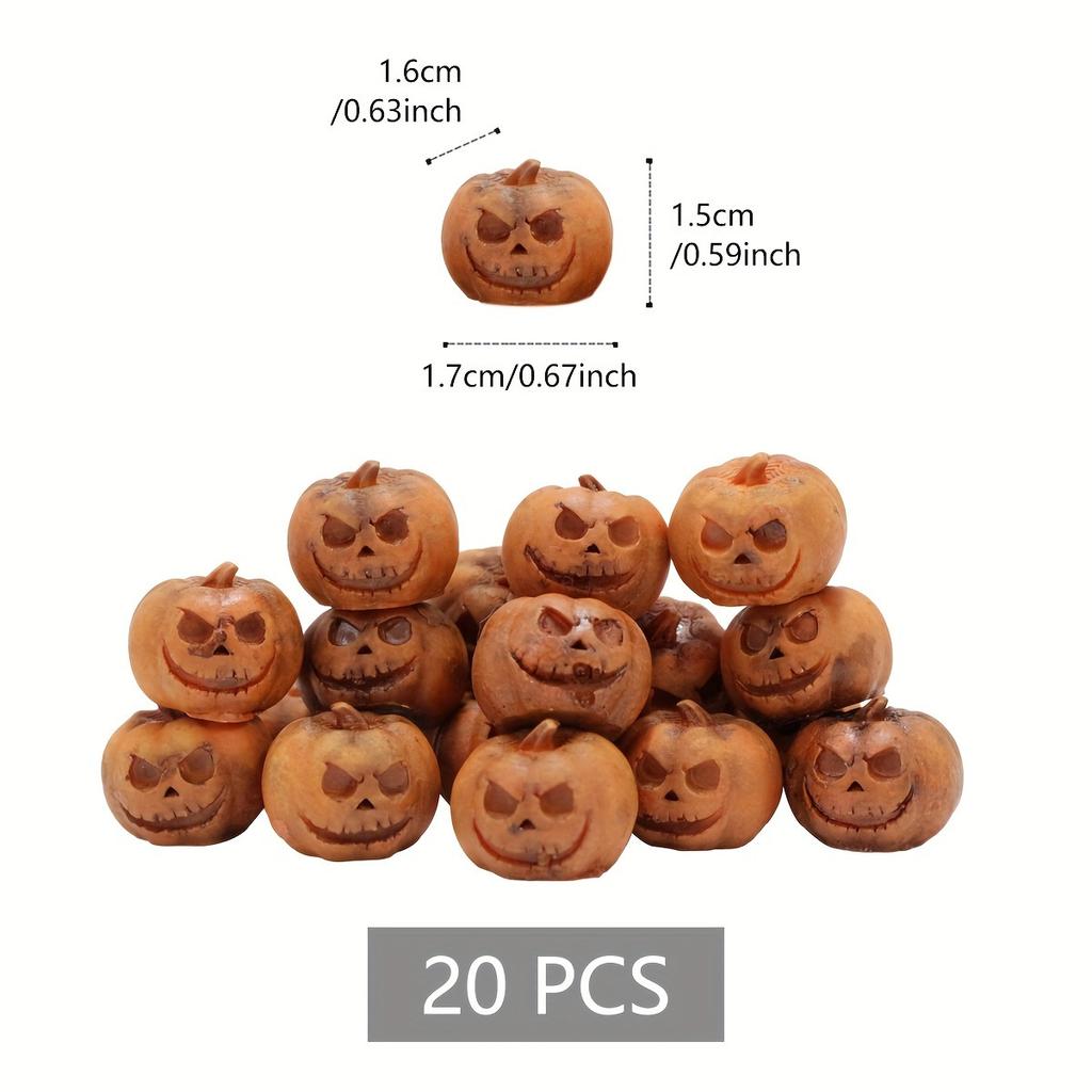 20PCS Miniature Resin Pumpkins for Decorating HalloweenParty Gifts Home Garden Decoration Craft DIY