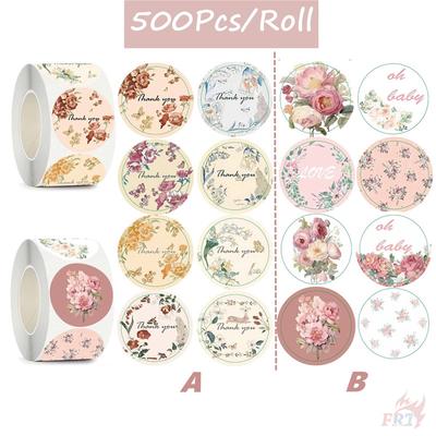 500Pcs/Roll Thank You - Ins Love Flowers Kids Rewards Stickers - DIY Scrapbooks Album Decor Sealing Label Decals