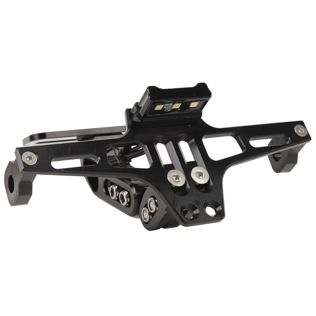 Motorcycle License Plate Bracket with LED Light Precise Shockproof Fit for 4in Base Road‑Legal Motorbike