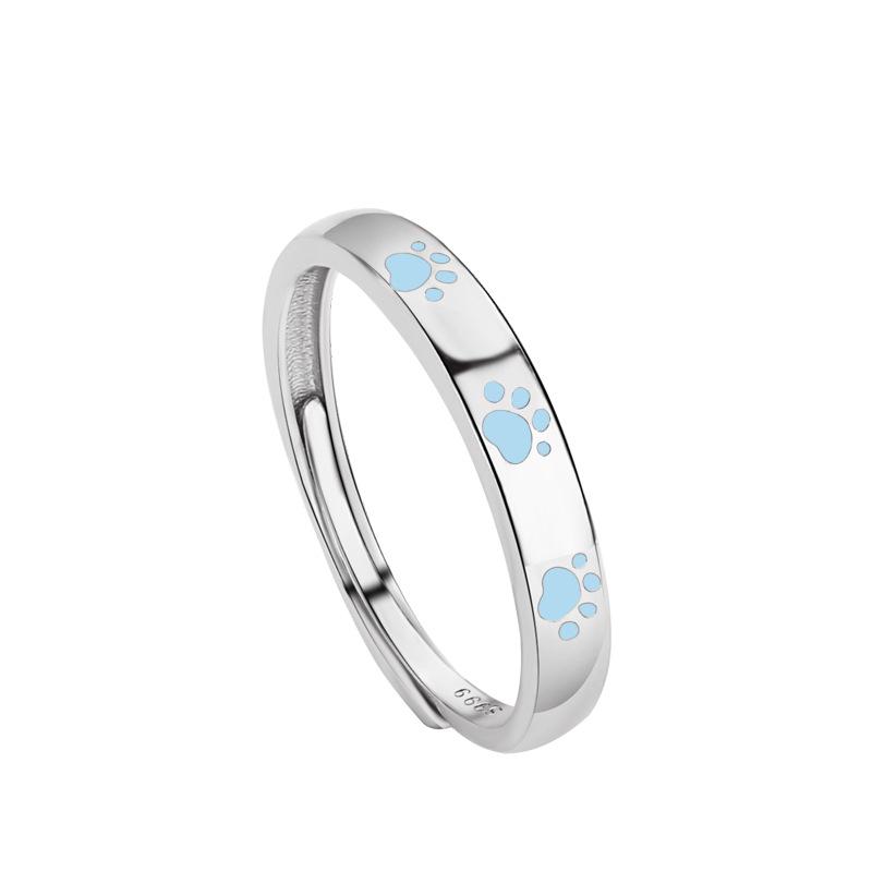 Luminous Cat and Dog Couple Ring Niche Design Simple Cartoon Plain Ring Pair Ring Opening Refers To Valentine's Day Gift