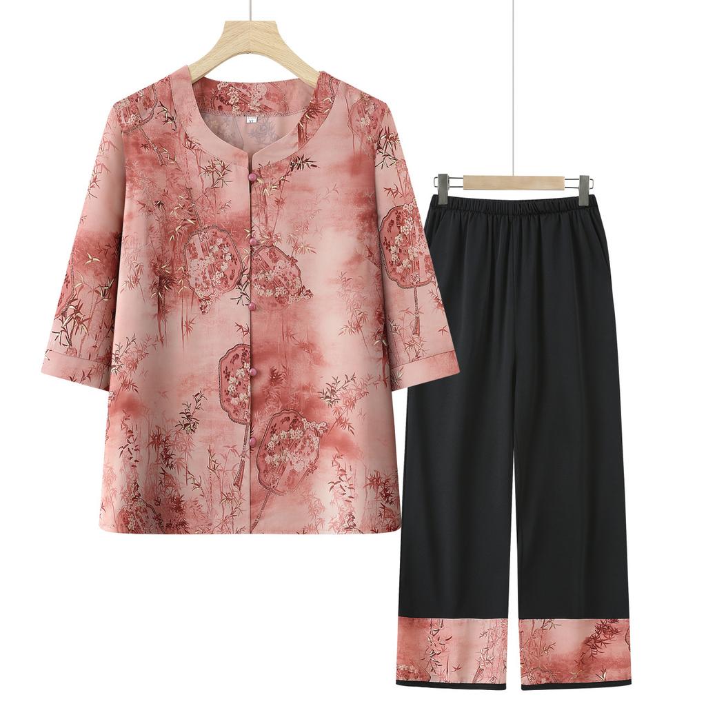 Ältere Mode Sommerkleidung Damen Sommer Bequemer Atmungsaktiver Anzug Strickjacke