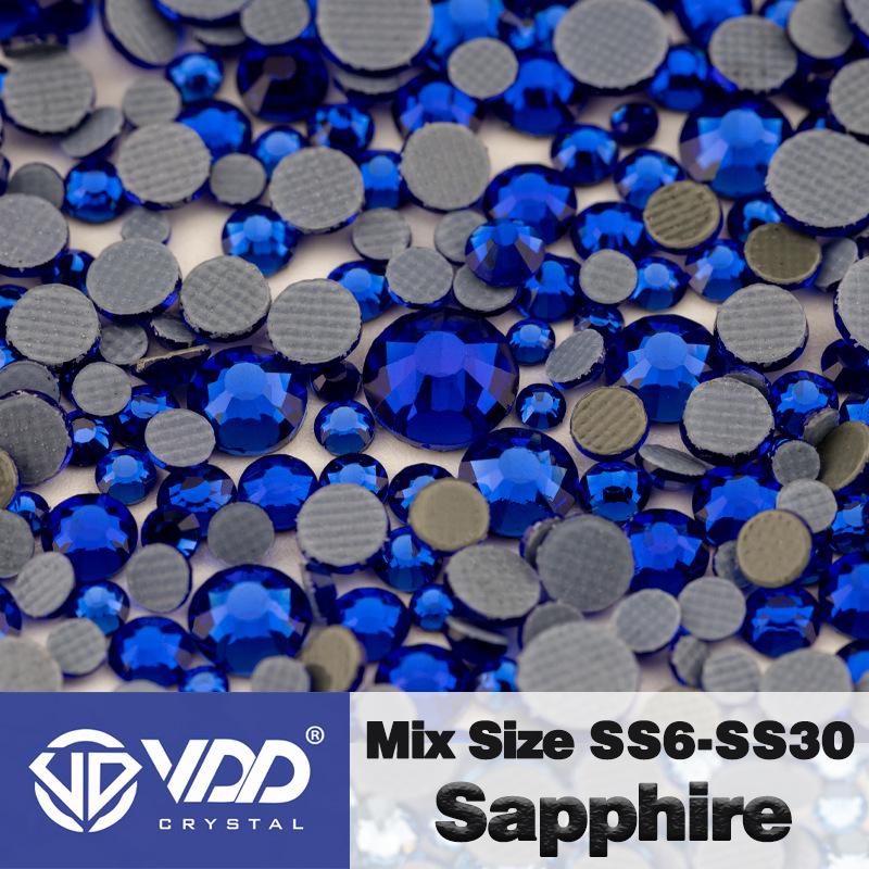 VDD High-Quality Mixed Size Rhinestones: SS6-SS30 Glass Crystal Hot Melt Adhesive Flat Back