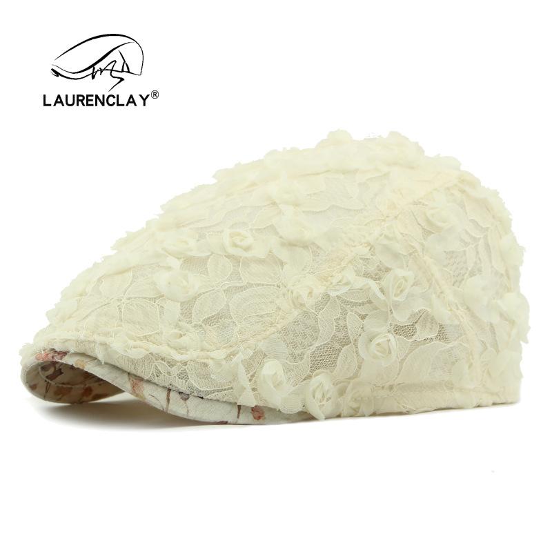 

Летняя шляпа женская кружевная с цветком берет легкая дышащая сетчатая кепка нишевая шляпа художника тренд Adjustable бежевый