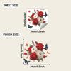 Hand Painted Red and White Roses with Flying Butterflies Toilet Seat Sticker Bathroom Decor Self-Adhesive Removable Decal