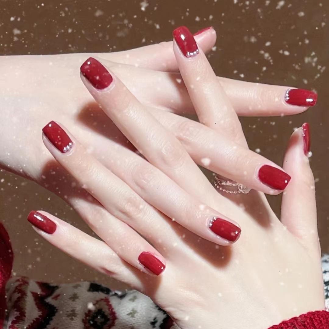 

Наклейки для ногтей ручной работы с гелевым жемчугом - Многоразовые носимые накладные типсы